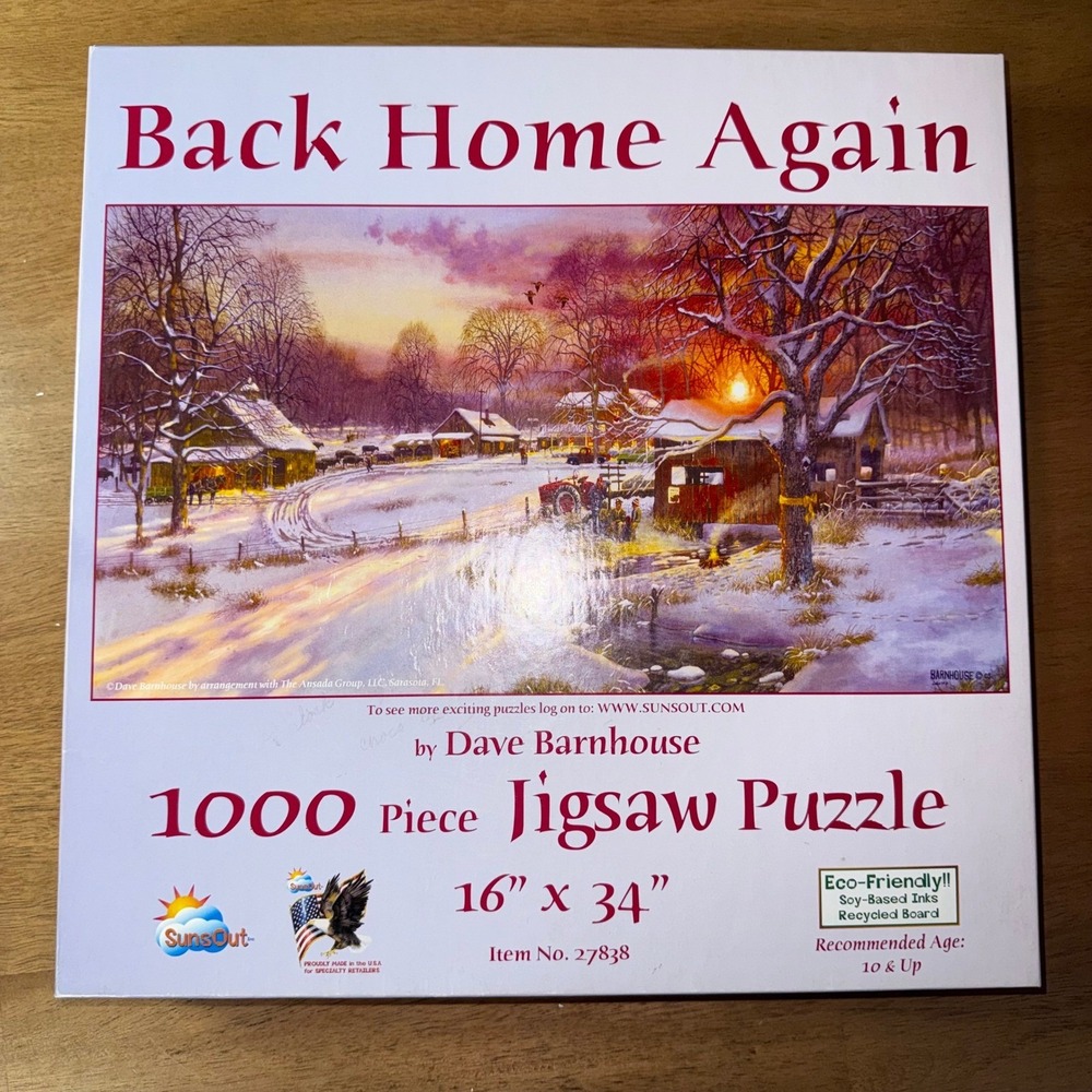 SunsOut Back Home Again Dave Barnhouse 1000 Piece Jigsaw Puzzle 16x34 Panoramic